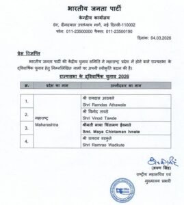 BJP Rajya Sabha Candidates List 2026