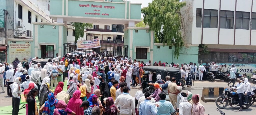 akola municipal protest 24 villages march